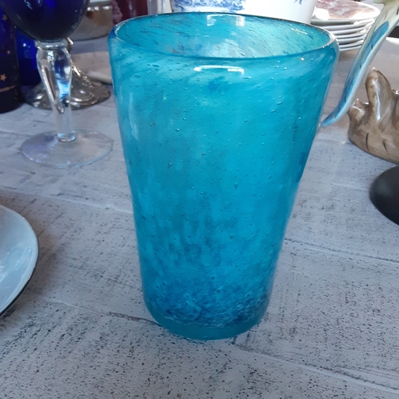 Blown, Addled, Mottled Blue Drinking Glass - Picture 5 of 6